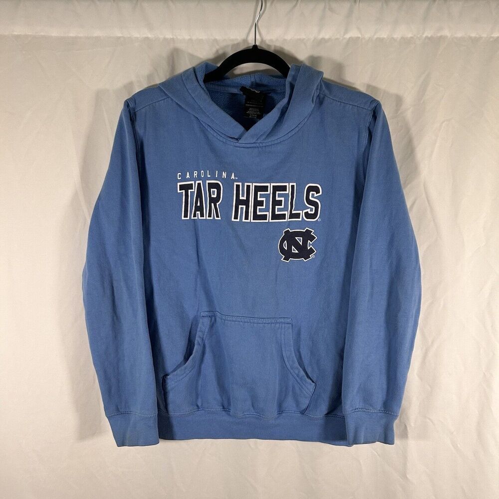 N Carolina Tar Heels Hoodie Youth Large Blue Graphic Print Long Sleeve Pullover